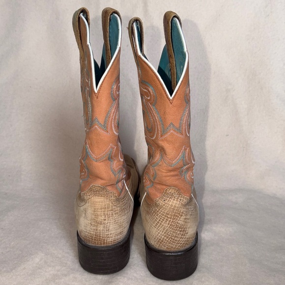 Ariat Square Toe Ostrich Coral Turquoise Boots Women’s Size 9 - Picture 2 of 8